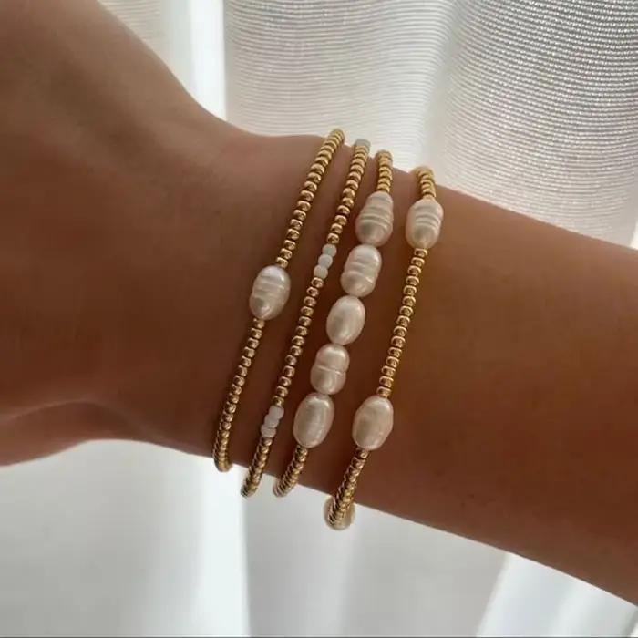 KKBEAD ensemble de bracelets de perles naturelles bijoux pour femmes plaqué or Miyuki Pulseras Mujer