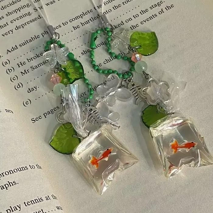 Porte-clés sac de poisson fait à la main, bijoux esthétiques