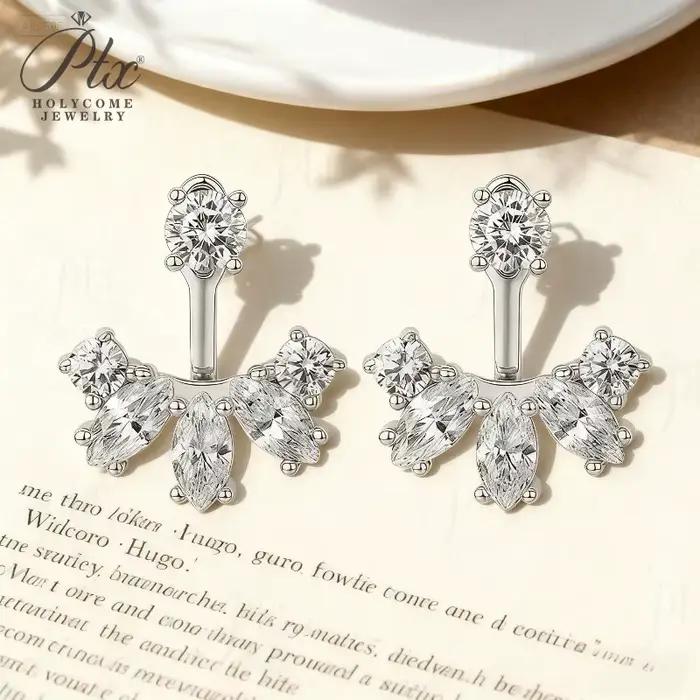 Boucles d'oreilles Moissanite avec rondes + Marquise, design léger et élégant, adaptées aux mariages, dattes, fêtes et bijoux cadeaux