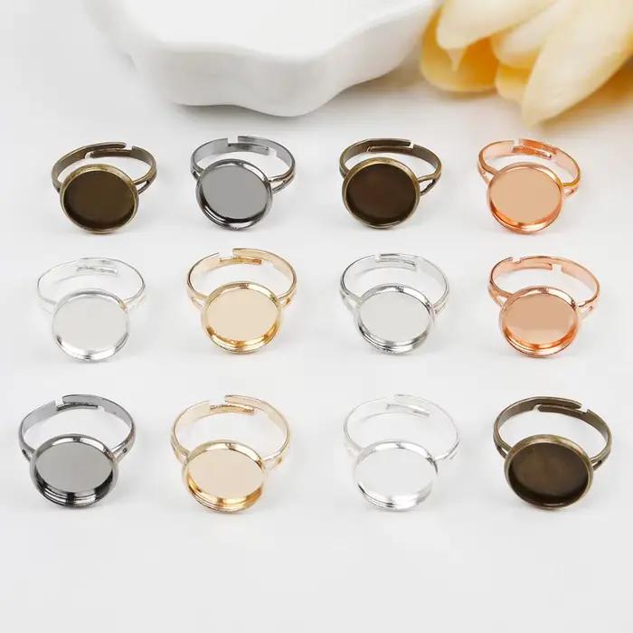 Base d'anneau vierge réglable de 12mm, 10 pièces/lot, Cabochons, réglage camée pour bricolage, résultats de bijoux, accessoires de fabrication
