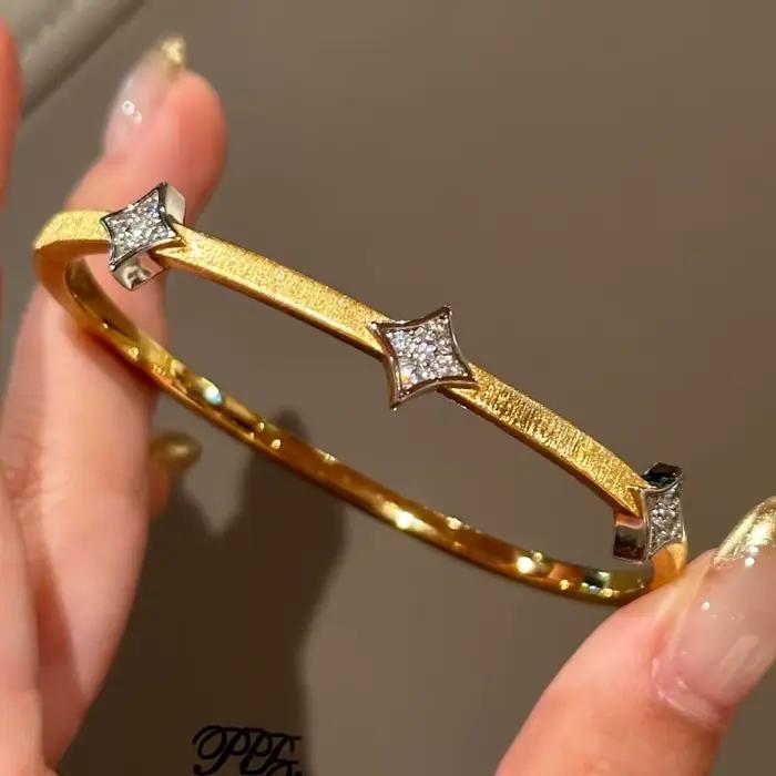 Bracelet en diamant carré brossé pour femmes, de haute qualité, en argent 925, élégant, de luxe, en losange, bijoux cadeau pour banquet