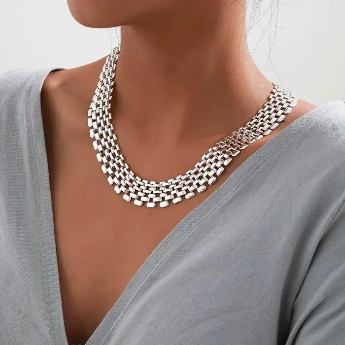 Collier cubain exagéré à chaîne épaisse pour femmes et hommes, grand ras du cou en métal et fer de haute qualité, lien Grunge, bijoux Steampunk pour hommes, nouveau