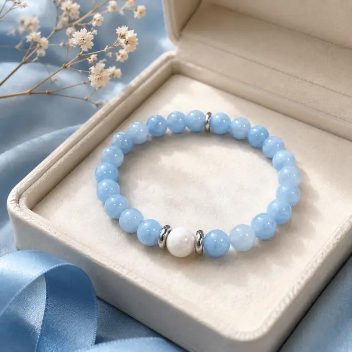Bracelet de mode pour femme, design perlé fait main de 8 mm – Bijou Chakra pour la paix intérieure et l'équilibre émotionnel – Accessoire de style bohème