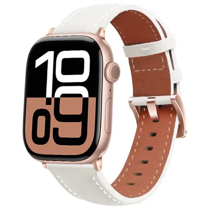 Bracelet en cuir pour homme, pour Apple IWatch série 11 10 9 8 7 6 5 4 SE 2 3, 38mm 40mm 41mm, accessoires de ceinture
