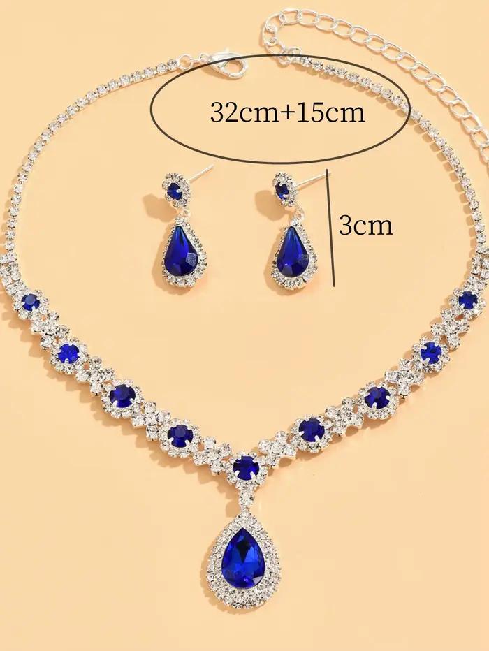 Ensemble de 3 colliers gouttelettes de cristal pour femmes, avec boucles d'oreilles, accessoires pour robe de soirée de mariage