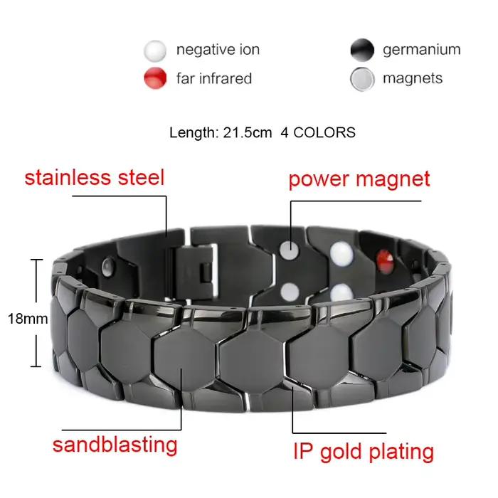 Oktrendy – Bracelet magnétique en acier inoxydable pour hommes, Simple, noir, pour l'arthrite, soins de santé, bijoux cadeaux, nouveau Style