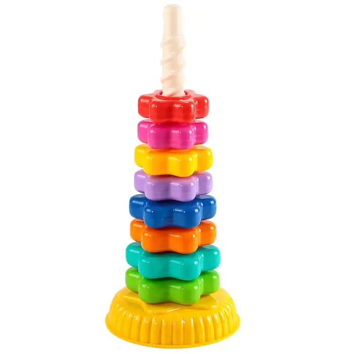 Jeu de tour arc-en-ciel rotative Montessori, jouets éducatifs pour bébés, jouets d'empilage rotatifs, cadeaux pour enfants