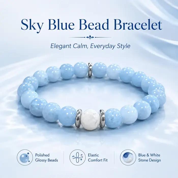 Bracelet de mode pour femme, design perlé fait main de 8 mm – Bijou Chakra pour la paix intérieure et l'équilibre émotionnel – Accessoire de style bohème