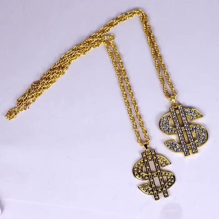 Collier en alliage avec symbole d'argent étincelant 39BB, bijoux Costume Vintage pour les spectacles rue