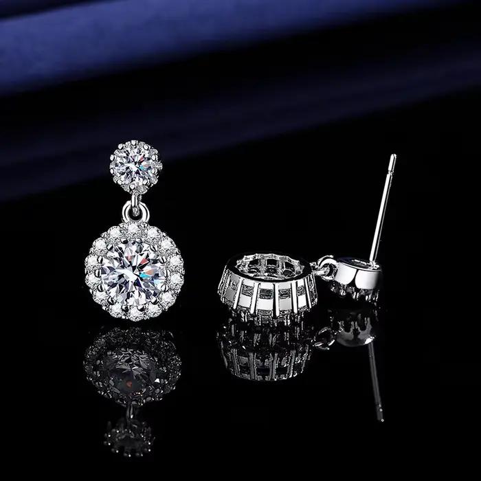 Boucles d'oreilles en argent sterling 925, bijoux brillants et magnifiques pour femmes, bijoux de mariage exquis, bijoux de fiançailles, zircon, cadeaux tendance