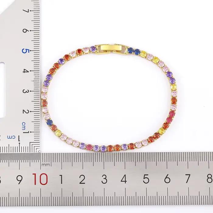 Nidin – Bracelet chaîne de Tennis pour femmes, luxe, pratique, 4 griffes, mosaïque, zircone cubique, 6 couleurs arc-en-ciel, bijoux de fête à la mode, cadeau