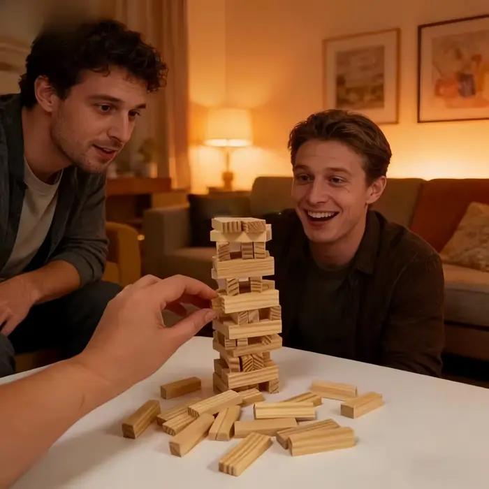 Jeu de construction de tours classique de 54 pièces, avec tour à empiler, jeu de fête interactif et amusant, choix idéal pour les fêtes et les familles.