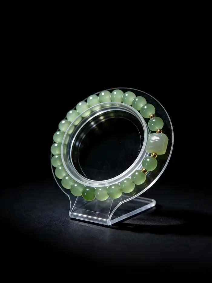 Bracelet perlé en jade Hetian naturel Qingshui 2026 – Bijou polyvalent pour femme, idéal pour le quotidien, les fêtes, les anniversaires – Élégant et tendance