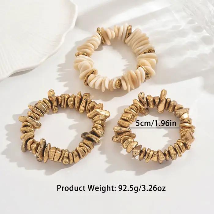 Ensemble de bracelets Bohème en or bruni CCB et perles de résine dégradées pour femme – Bijoux tendance pour l'été, la plage, les vacances et les fêtes