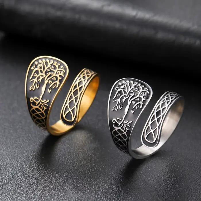 LIKGREAT – bague arbre de vie pour femmes et hommes, taille réglable, bande ouverte, guérison spirituelle, bijoux en acier inoxydable, cadeau Boho Hippie