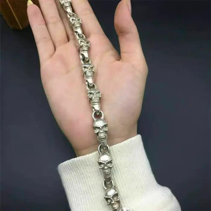 Bracelet de luxe tibétain en argent pour hommes et femmes, crâne de bénédiction de dieu, porte-bonheur, mauvais esprits, cadeau personnalisé à la mode