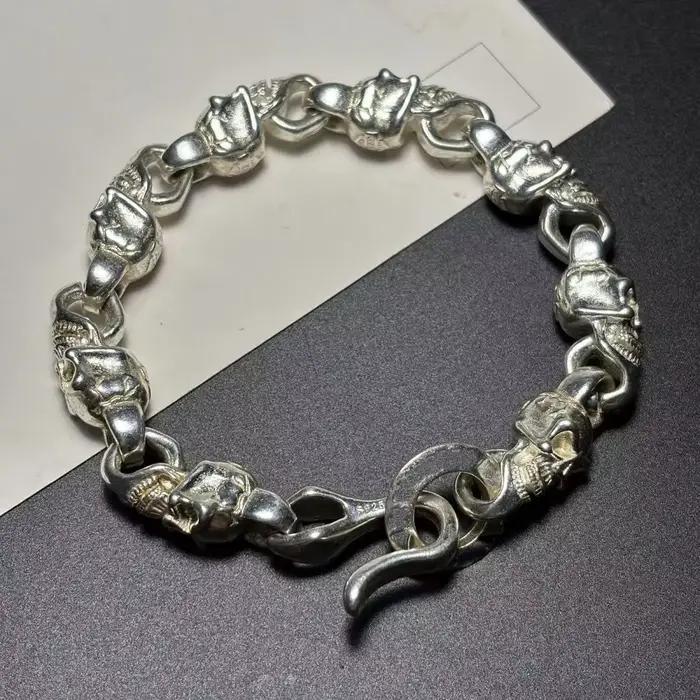 Mode tibétain argent Transport bénédiction de dieu crâne Bracelet Fortune éloigner les mauvais esprits hommes femmes cadeau personnalisé