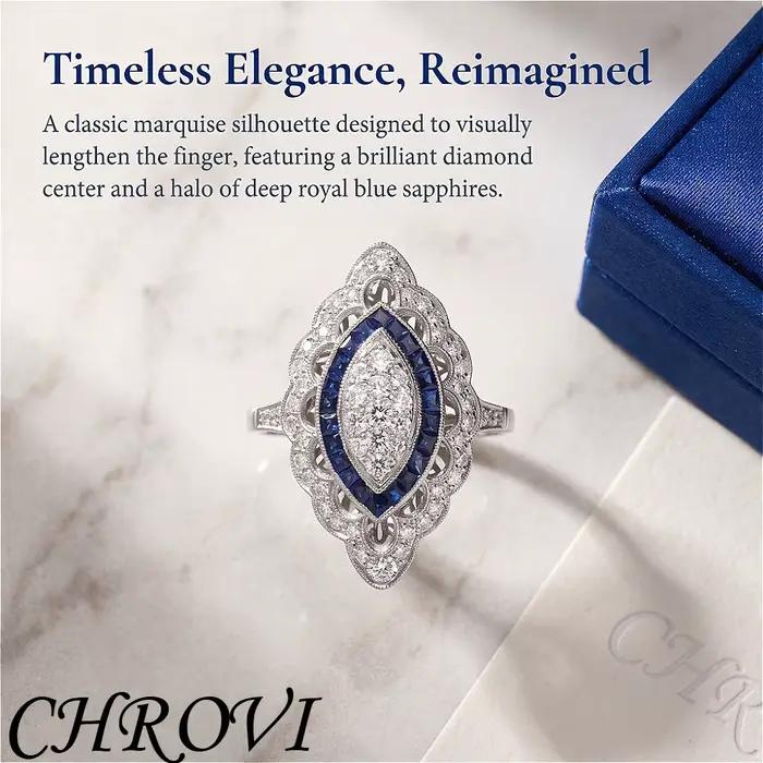 Bague en argent sterling 925 de style luxueux, avec saphir, bague de mode pour fête nuptiale