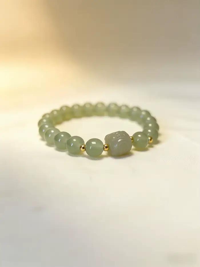 Bracelet perlé en jade Hetian naturel Qingshui 2026 – Bijou polyvalent pour femme, idéal pour le quotidien, les fêtes, les anniversaires – Élégant et tendance