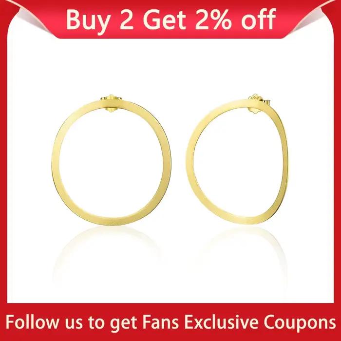 Lotus Fun – boucles d'oreilles minimalistes en or 18K, grand cercle, en argent Sterling 925, bijoux fins de luxe pour femmes, cadeau