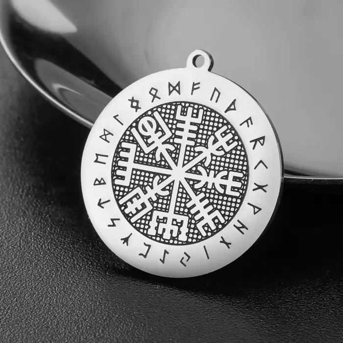 Pendentif rond Teamer Wicca, runes vikings nordiques pour homme et femme, collier Vegvisir Valknut, bijoux celtiques irlandais, breloques, vente en gros