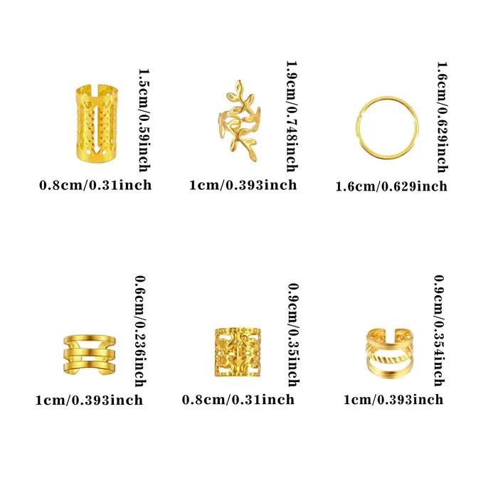 60 pièces bijoux de cheveux pour tresses accessoires pour femmes filles anneau de cheveux en métal pince de manchette pour Dreadlock cheveux tresse bijoux décorations