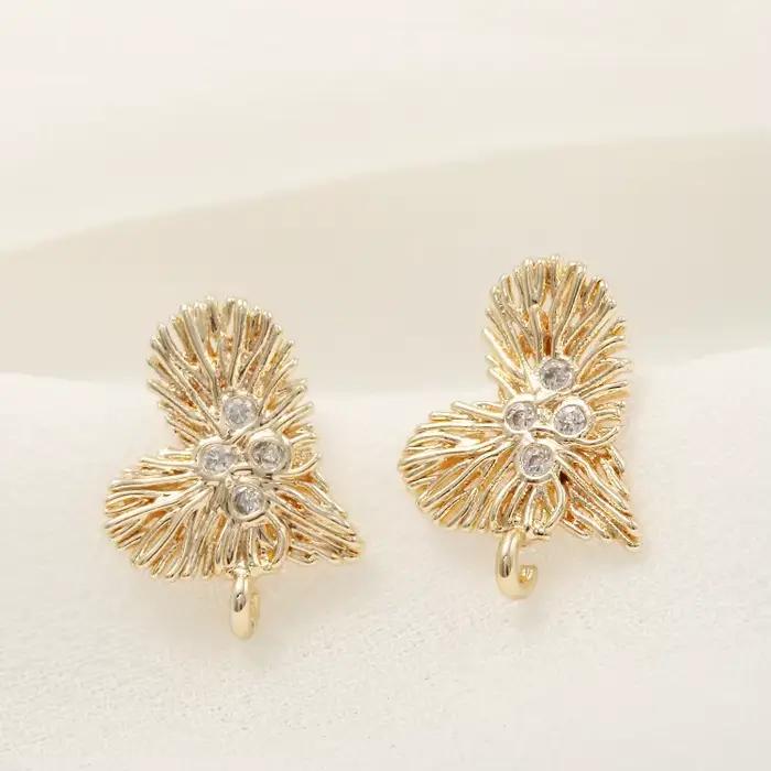 Boucles d'Oreilles en Cuivre Plaqué Or 14K, Accessoire en Forme de Cœur en Losange, à Faire Soi-Même, pour Fabrication de Bijoux