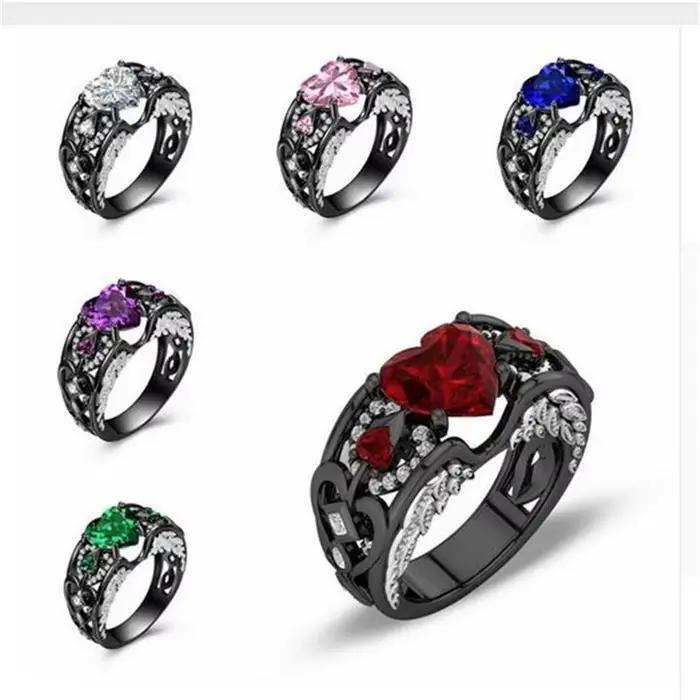 Bague personnelle en forme d'ailes d'ange en forme de cœur, en argent Sterling 925, pierre de naissance, pour fête de mariage, pour femmes et hommes, bijoux cadeau
