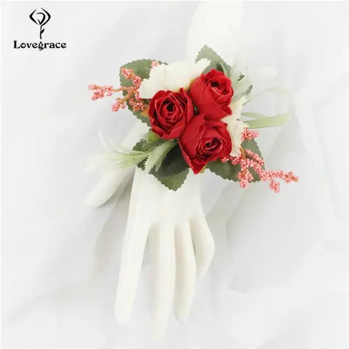 Bracelet de demoiselle d'honneur en soie avec fleurs artificielles pour mariage et cérémonies d'engagement élégantes corsage de poignet soie pour demoiselles d'honneur et témoins
