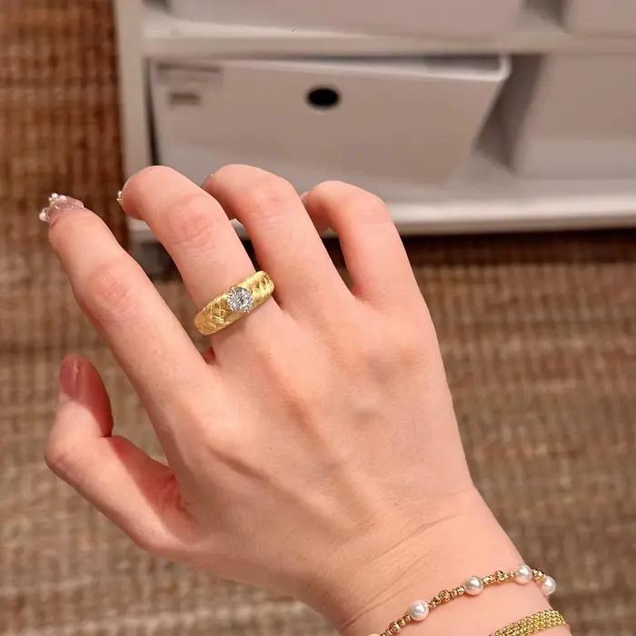 Foydjew – bagues en Zircon plaqué or 18 carats, bijoux Vintage italiens, tréfilage fait à la main, accessoires de Design de mode Simple pour femmes