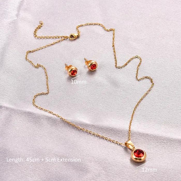 Ensemble de bijoux en acier inoxydable et zircone pour femmes, collier, boucles d'oreilles, pendentif, chaîne, ras du cou, clous d'oreilles, bijoux en métal, cadeau