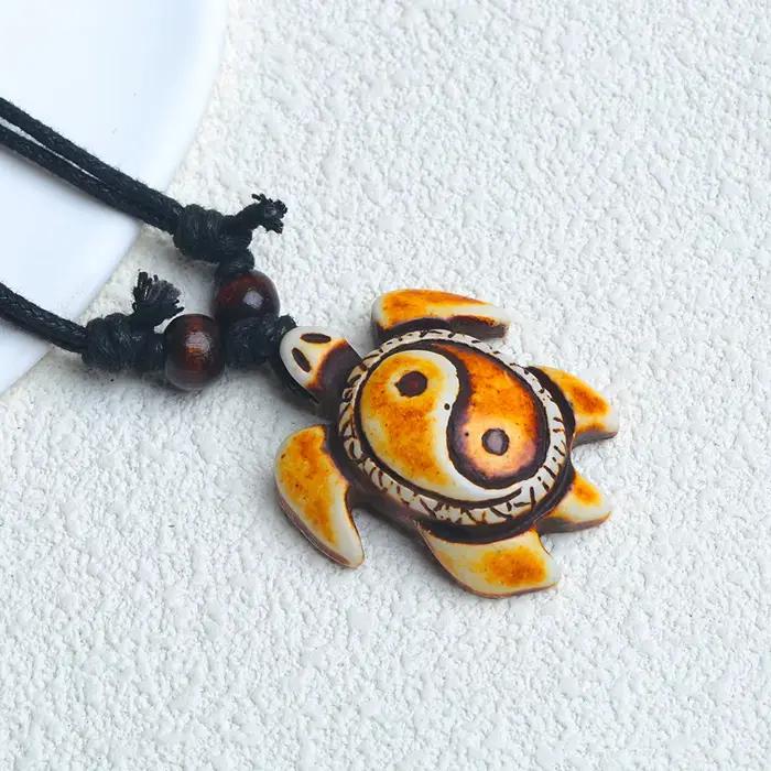 Collier pendentif tortue rétro pour hommes, breloque bricolage, personnalité de la mode, bijoux carillons, hip-hop, ensemble de veste de couple