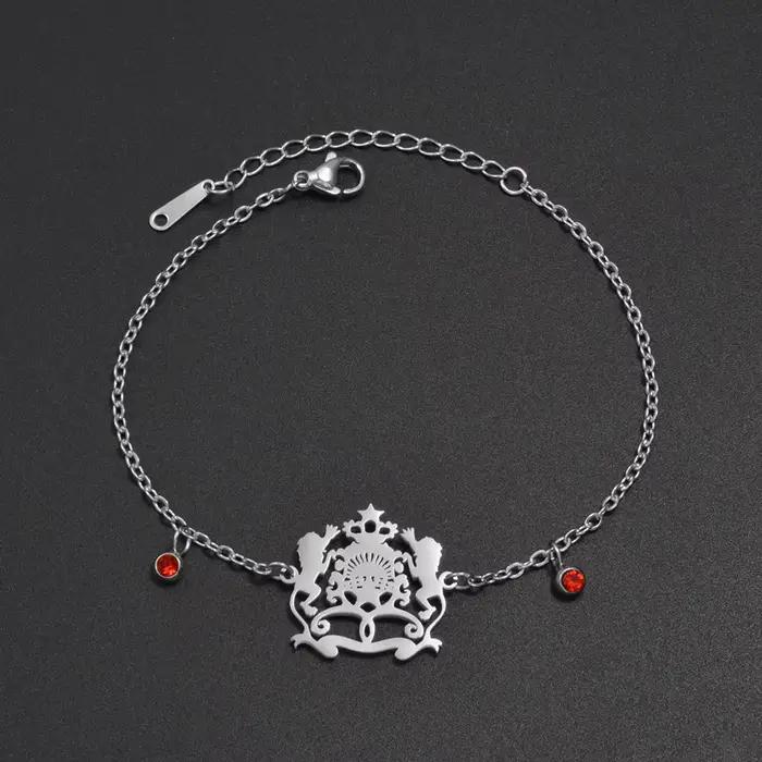 Bracelets Anniyo Maroc avec strass pour femmes, bijoux marocains, bracelet à breloques en acier inoxydable # 506362B