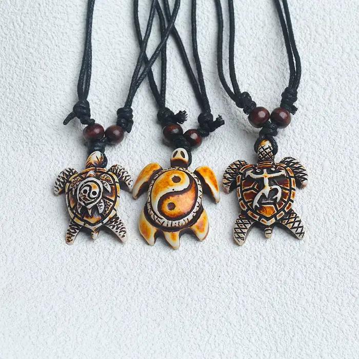 Collier pendentif tortue rétro pour hommes, breloque bricolage, personnalité de la mode, bijoux carillons, hip-hop, ensemble de veste de couple