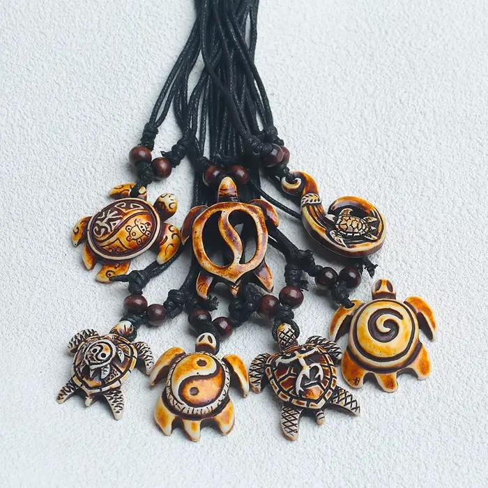 Collier pendentif tortue rétro pour hommes, breloque bricolage, personnalité de la mode, bijoux carillons, hip-hop, ensemble de veste de couple
