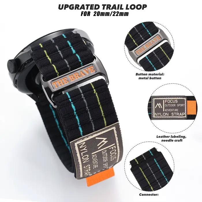 Bracelet Trail Loop pour Samsung Galaxy Watch, 7, 6, 4, Classic 5, Pro 3, Active 2 Gear, S3, 20mm, 22mm, Bracelet, Huawei Watch gt 5, 4, 3, 2 Band