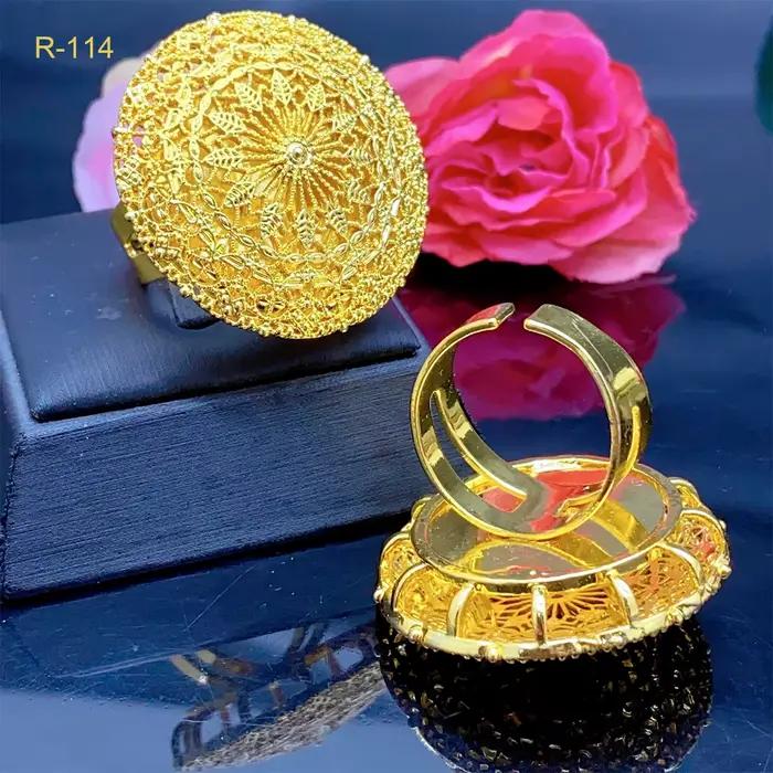 XUHUANG bijoux africains couleur or 24K grandes bagues pour femmes dubaï ethiopie luxe grand anneau adapté aux cadeaux de mariage et de fête