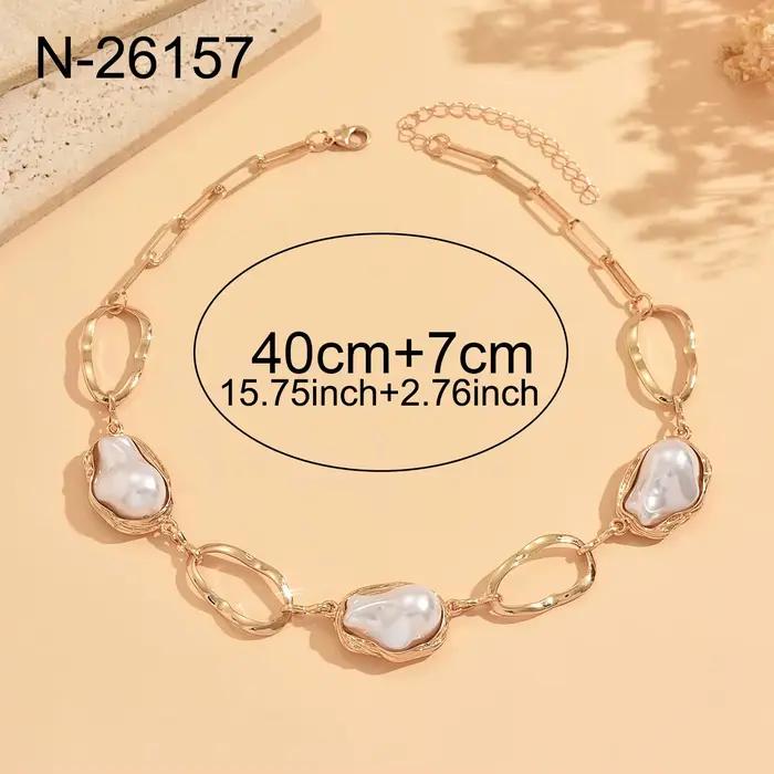 Collier ras du cou baroque en fausses perles, style vintage, longue chaîne en Y, irrégulier, ajustable, bijou fantaisie pour femme