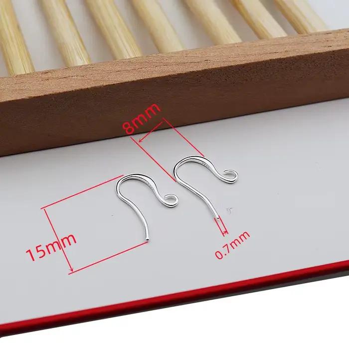 1 Paire de crochets d'oreille en argent sterling 925 massif de 15 mm, composants et accessoires pour la fabrication de bijoux DIY
