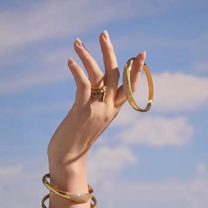 Bracelet en acier inoxydable plaqué or avec zircon blanc rose 5A pour femmes, bijoux de luxe imperméables, cadeau