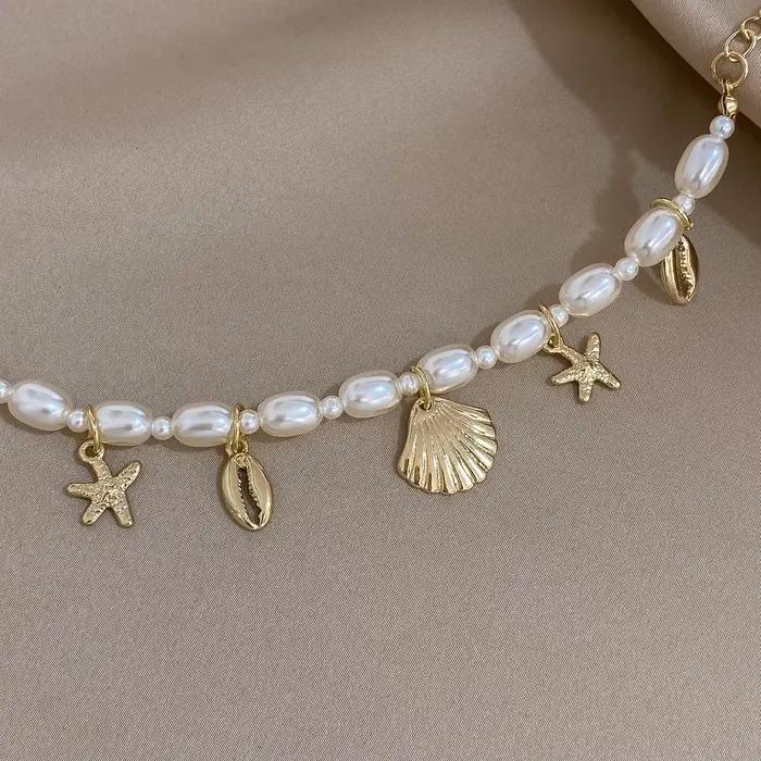 Bohême étoile poisson Bracelets ABS fausse perle étoile de mer coquille Bracelets pour femme océan bijoux vacances d'été plage cadeaux accessoires