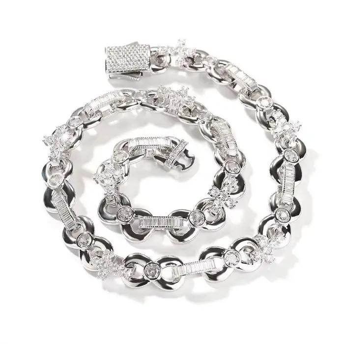Collier Hip-hop pour hommes, bijoux haut de gamme, surface photosensible, croix infinie de 12mm, boucle de printemps, collier d'été (goutte d'eau cra