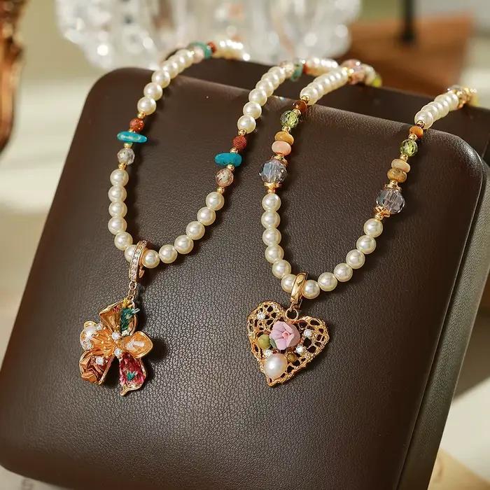 Collier de fleurs en perles rétro style Napoléon, mode féminine polyvalente, sensation haut de gamme, forme géométrique, chaîne en zircon