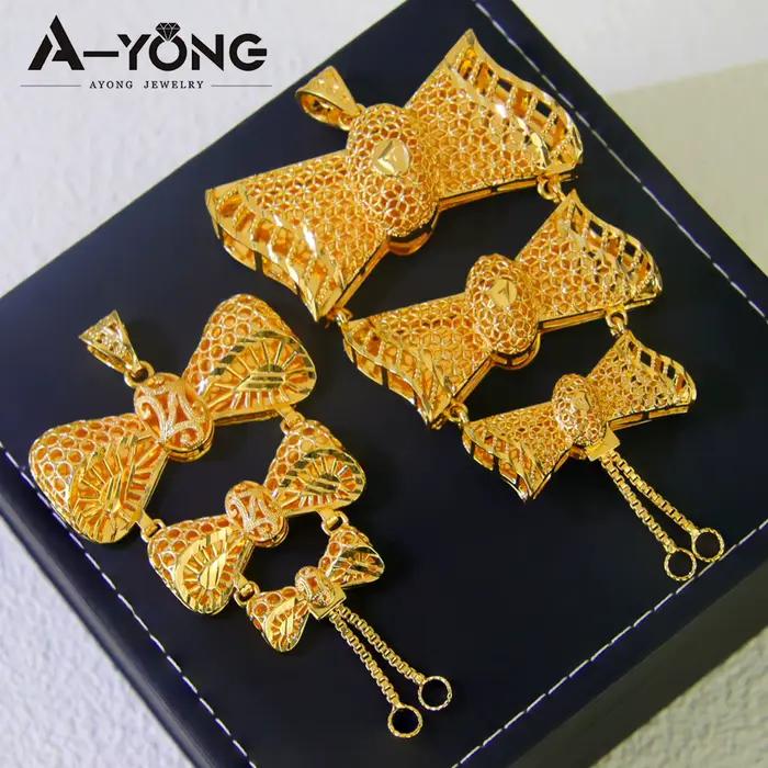 Bijoux de mariage islamiques de luxe, pendentif plaqué or 24 carats pour femmes arabes, collier à la mode, bijoux kurdos du Ramadan