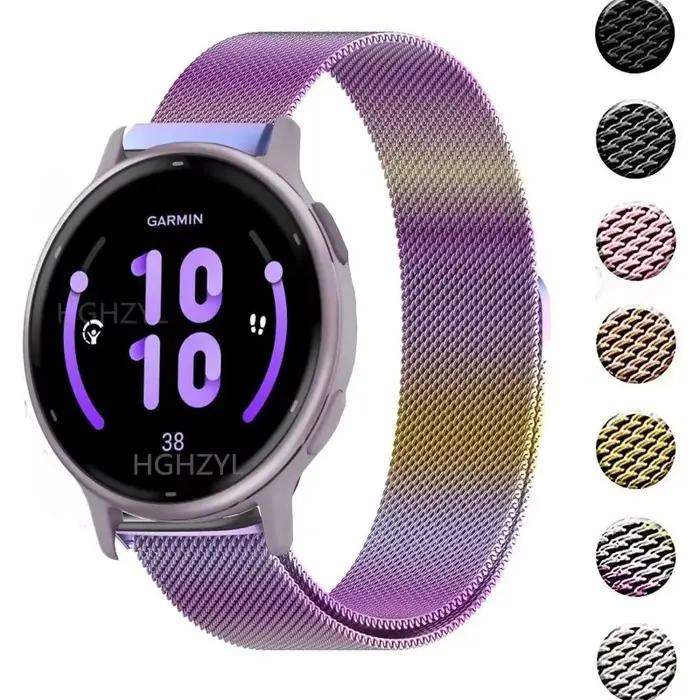 Bracelet en métal pour montre Garmin Vivoactive 5 4 3, Garmin Venu 3 3s 2plus Forerunner 245 255s 265s, boucle milanaise