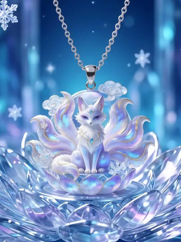 Collier pendentif renard lotus de luxe, bijou exquis au design de niche, cadeau idéal pour la meilleure amie