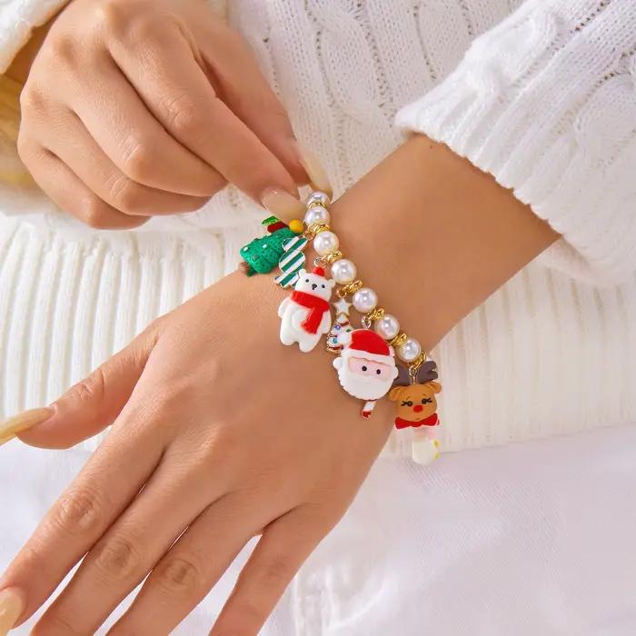 Bracelet artisanal en perles avec breloques de cerf et cloche pour femmes occasions spéciales fêtes et amitié