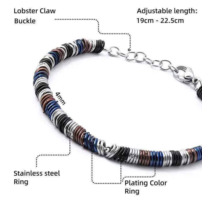 Runda – Bracelet à chaîne réglable multicolore pour hommes et femmes, fait à la main, fabrication de bijoux à la mode, maillons en acier inoxydable