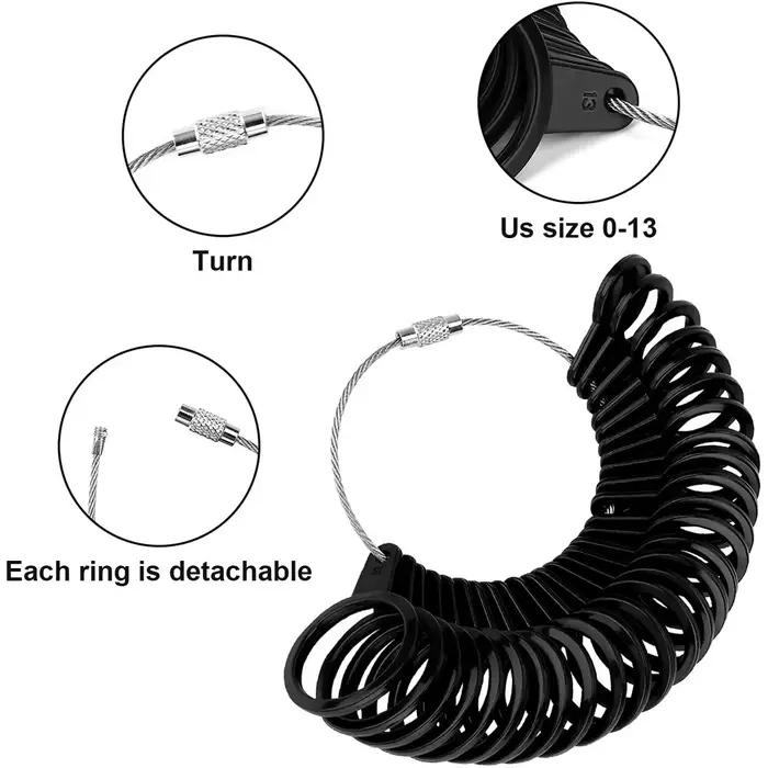 Jauge de taille de doigt en plastique, outil de mesure de la taille de bague EU/UK/US, outils professionnels de dimensionnement de bijoux