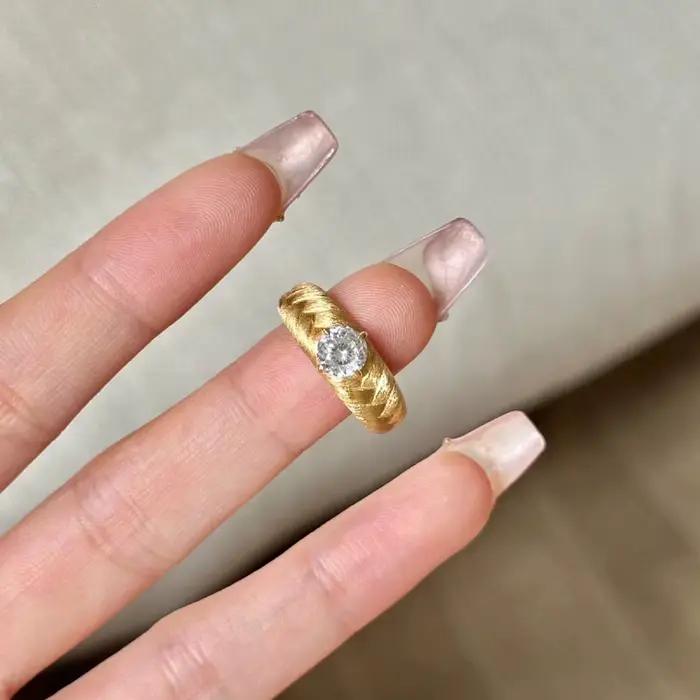 Foydjew – bagues en Zircon plaqué or 18 carats, bijoux Vintage italiens, tréfilage fait à la main, accessoires de Design de mode Simple pour femmes